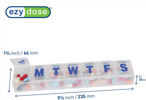 EZY DOSE 7-Day Pill Organizer, Vitamin Case and Medicine Box, Clear Lids, 2X-Large