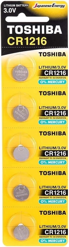 Toshiba CR1216 3V Lithium Coin Cell Battery (Pack of 5)