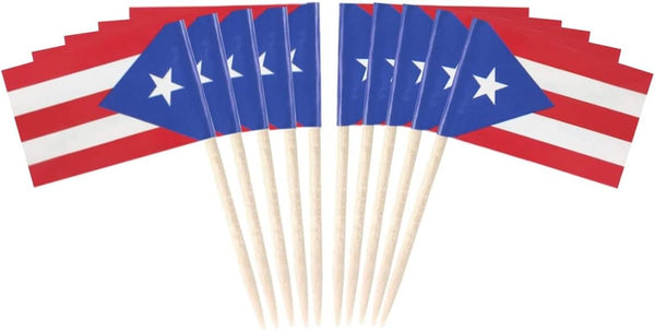 JAVD CYPS 100 Pcs Puerto Rican Toothpick Flags, Mini Stick Cupcake Toppers, Country Picks Party Decoration, Cocktail