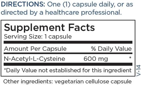 Metabolic Maintenance NAC Supplement, 600mg per Capsule, Detox Support, 60 Capsules