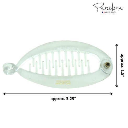 Parcelona French Effortless Mini Clear Clips, Pack of 2 Celluloid Clips for Thick Hair Ponytail Holder for Women