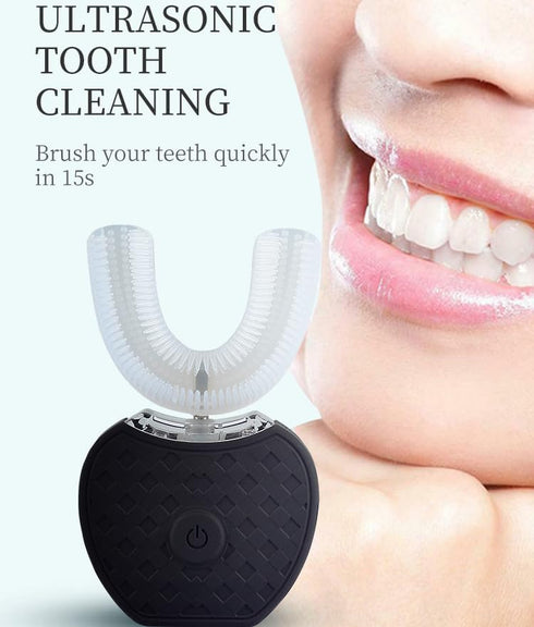 Automatic Toothbrush U Shaped for Adults - 360° Ultrasonic U-Electric Toothbrush, Wireless Charging, Waterproof IPX7