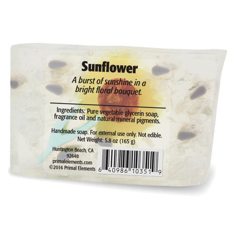 Primal Elements Glycerin Bar Soap, 100% Vegetable Base, NO PARABENS, VEGAN, GLUTEN FREE, Sunflower