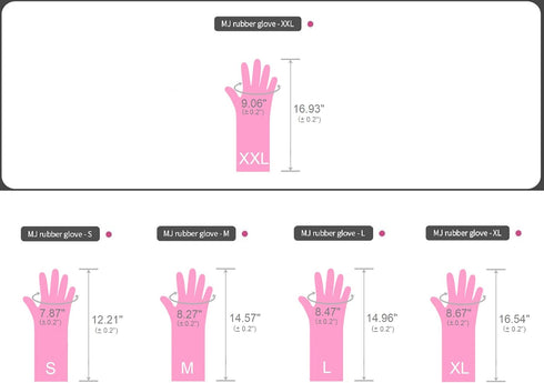2 Pairs Reusable Waterproof Household Dishwashing Non-Slip Cleaning Latex Rubber Kitchen Gloves (Pink, XX-Large)