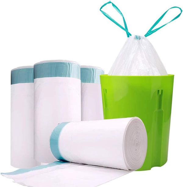 7-10 Gallon Tall Drawstring Trash Bags, Strong Garbage Bags for Kitchen, Bath, Bedroom, 60 Count