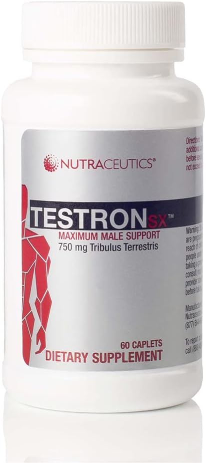 Nutraceutics TestronSX Testosterone Support with 750mg Tribulus Terrestris Boosts Male Vitality, Stamina &