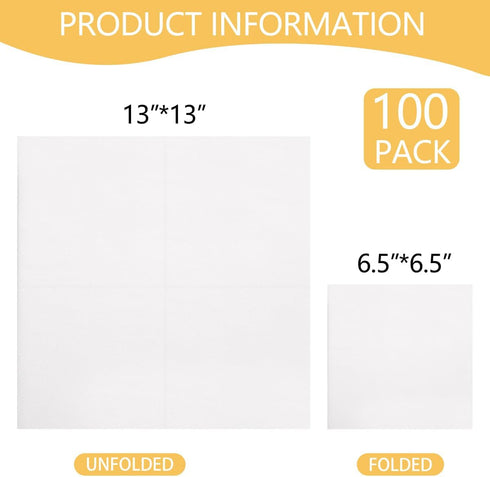 DaYammi 100 PCS White Napkins Disposable Hand Towels for Bathroom, 13" x 13" Soft and Absorbent Linen Feel Cocktail Napkins, Napkins Everyday, Elegant Decorative Paper Guest Towels for Bathroom Party