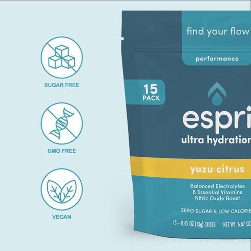 Zero Sugar Electrolyte Drink Mix, Yuzu Citrus Hydration Packets, 15 Day Supply