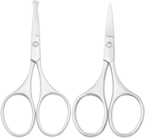 Multicolor Professional Grooming Scissors for Personal Care, Facial Hair Removal, Ear Nose Eyebrow Trimming, Stainless