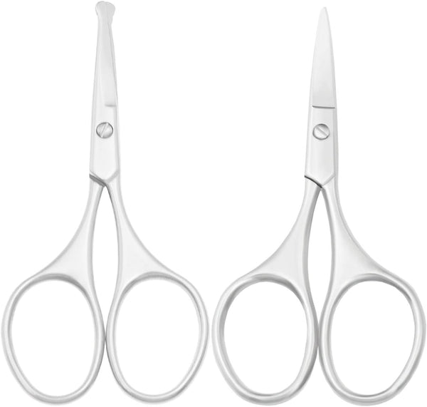 Multicolor Professional Grooming Scissors for Personal Care, Facial Hair Removal, Ear Nose Eyebrow Trimming, Stainless