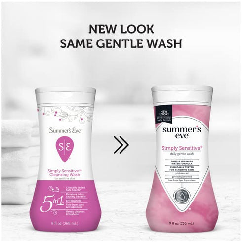 Summer's 9 oz (Pack 6) Eve Simply Sensitive Daily Gentle Feminine Wash, Removes Odor, pH balanced, fl