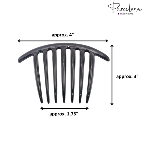 Parcelona French Twist Large 4" Celluloid Side Hair Comb Set of 2, No Slip Styling for Women