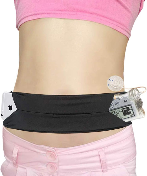 Insulin Pump Belt Adjustable, Lightweight Diabetic Waist Fanny Packs for EpiPen T1D Men Women Black