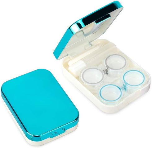 ofone Contact Lens Case, Two Pack Portable Travel Cases with Remover Tool, Tweezers, Mirror, Solution Bottle
