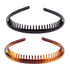 Set of 2 Fashion Plastic Headbands with Teeth Comb Hair Hoop Accessory for Women and Girls (Black + Brown)