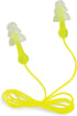 Peltor Sport Tri-Flange Corded Reusable Earplugs, 3 Pair, NRR 26 dB, Comfortable Fit, Neon Yellow