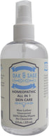 OAK & SAGE Homeopathic All in 1 Skin Care, Unscented NonLather 8oz, 100% Herbs/Plants for All Skin Types