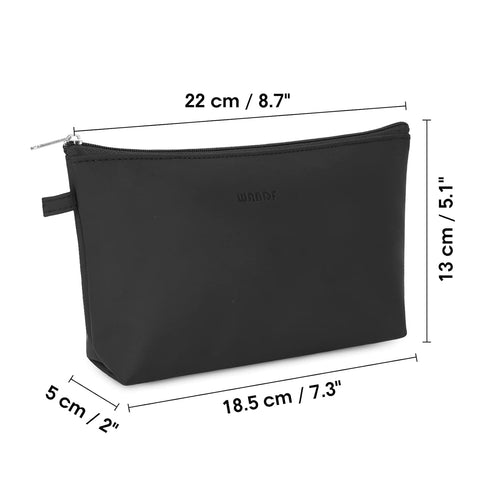 WANDF Cosmetic Bag for Women, Mini Makeup Organizer Pouch, Water Resistant Gift for Girls (Pure Black)