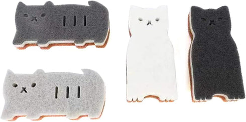 Kitchen Sponges Reusable, Cat Shape Dish Sponge, Non Scratch Heavy Duty, 4 Pack