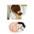 Lawie 6 Pack Colorful Handmade Pearl Rhinestone Rose Flower Hair Bows - Stretchy Rubber Hairbands, Ponytail Holder