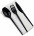 Heyiwell 50 Pack Black Individually Wrapped Plastic Cutlery Sets, 4-in-1 Disposable Utensils Combo