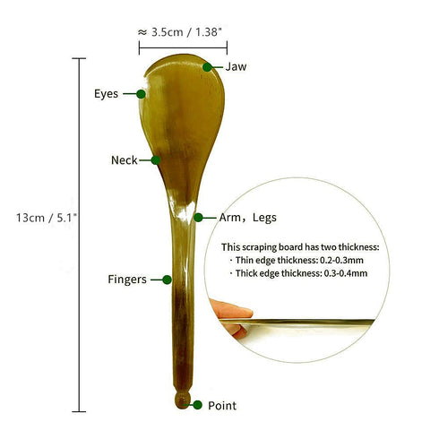 Set i-lan Horn Gua Sha Scraping Board for SPA|Natural Water Buffalo Horn Massage Tools for Body,Face,Foot,Hand,BackNeck