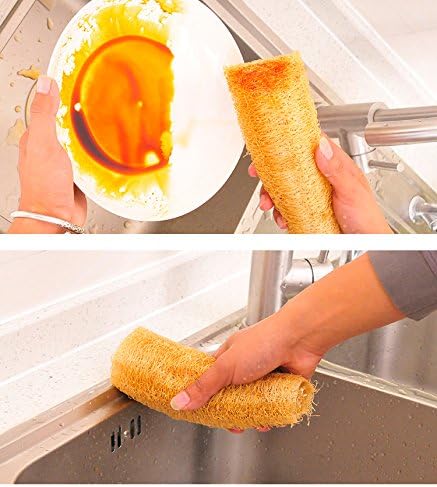 Natural Loofah Sponges, 4 PCS Organic Luffa Bath Shower Sponge, Exfoliating Body Back Scrubber for Daily Care