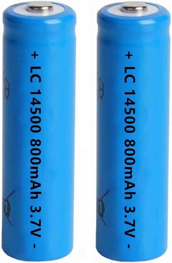 2 Pack 14500 Battery 800mAh AA Size Rechargeable Lithium Battery Pack 14500/800mAh/3.7V