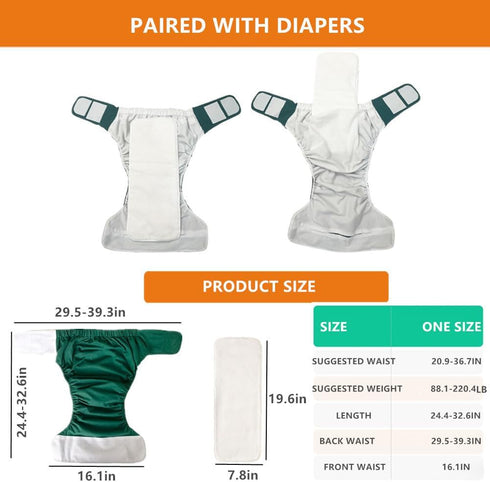 WEEOATAR Unisex Reusable Adult Cloth Diaper,Washable Swim Nappies,Adjustable Incontinence Pocket Diaper with Magic