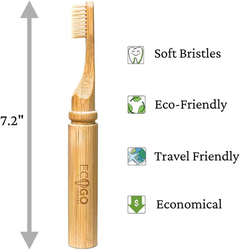 Foldable Bamboo Toothbrush with BPA-Free Soft Bristles, Eco-Friendly, Travel-Sized, Biodegradable Packaging