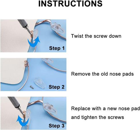 Eyeglasses Nose Pads, Upgraded Soft Silicone Air Chamber, 6 Pairs of Screw-in 15mm Nose Pad Set