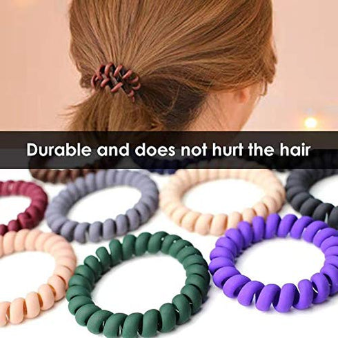 Spiral Hair Ties Set - 10 Piece Medium Coil Elastics for Thick Hair, Multicolor No-Crease Ties for Women and Girls