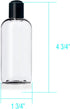 ljdeals 4 oz Clear Plastic Empty Bottles - Refillable Cosmetic Containers with Black Disc Top Caps, Pack of 6