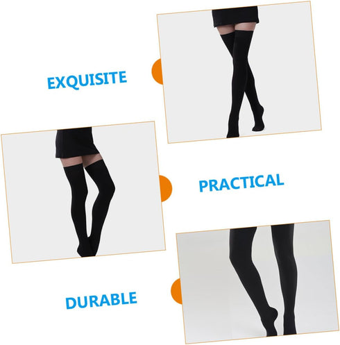 Long Black Compression Socks for Women - Thigh High Support for Varicose Veins