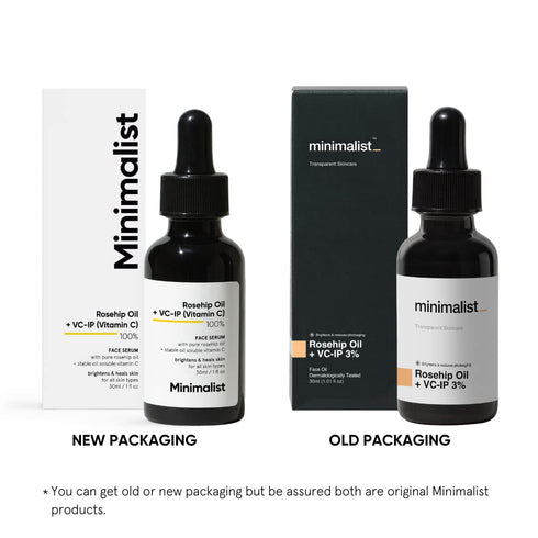 Minimalist Rosehip Oil with Vitamin C - Anti Aging & Glowing Skin, Fades Acne Marks & Scars, 1 Fl Oz / 30 ml