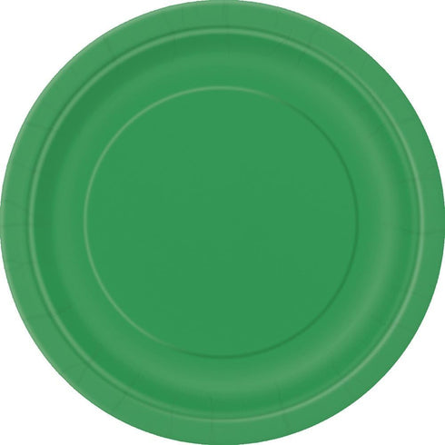 Luxurious Emerald Green Solid Round Dinner Plates, 9" (Pack of 16), Elegant Design