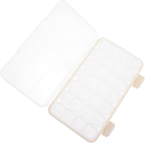 HINTRMENT Portable Weekly Pill Organizer 28-Compartment Small Medicine Storage Container with Sealing Lid,