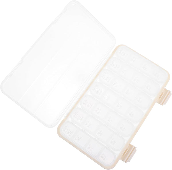 HINTRMENT Portable Weekly Pill Organizer 28-Compartment Small Medicine Storage Container with Sealing Lid,