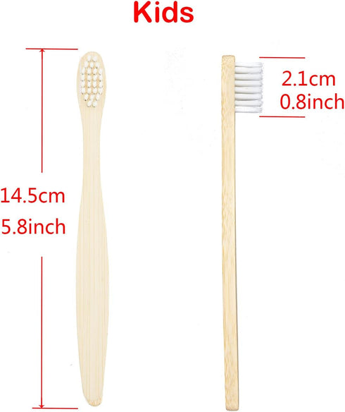 10 PCS Kids Bamboo Toothbrushes Soft Bristles Wooden, Natural Biodegradable BPA Free Eco-Friendly (White)