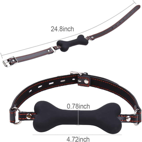 Silicone Dog Bone Mouth Gag - Adjustable Bondage Restraint for Couples