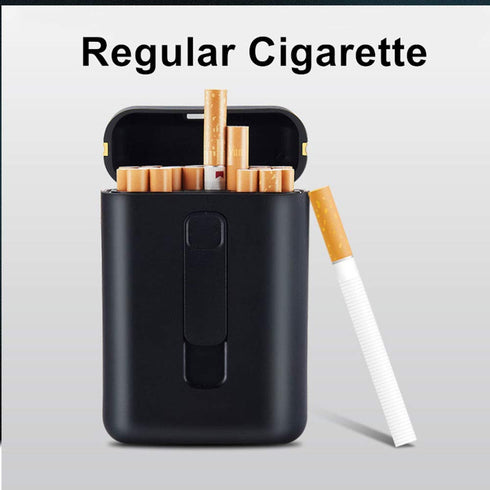 Cigarette Case with Lighter, King Size Portable Pack for 20 Regular Size Cigarettes, USB Rechargeable Lighter