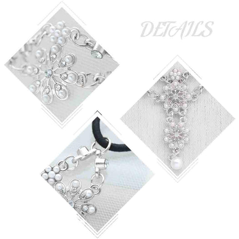 Unsutuo Hair Jewelry Head Chain, Wedding Bohemian Floral Headband Elastic for Women, Silver