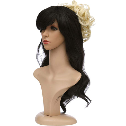 Messy Curly Hair Bun Extensions - Updo Hairpiece Chignons, Easy Stretch Hair Combs Clip in Ponytail Extensions