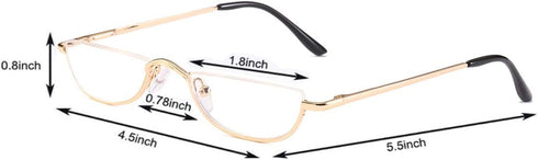 Half Frame Reading Glasses - Half Moon Readers with Spring Hinge for Men and Women