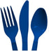 Blue Heavy Duty Plastic Cutlery Sets - 32 Spoons, 32 Forks, 32 Knives - 2 Packs of 48 Each, Total 96 Pcs