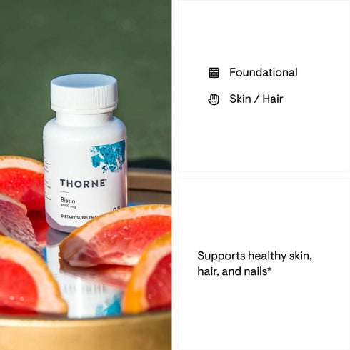 THORNE Biotin 8 - Vitamin B7 for Healthy Hair, Nails, and Skin - 60 Capsules