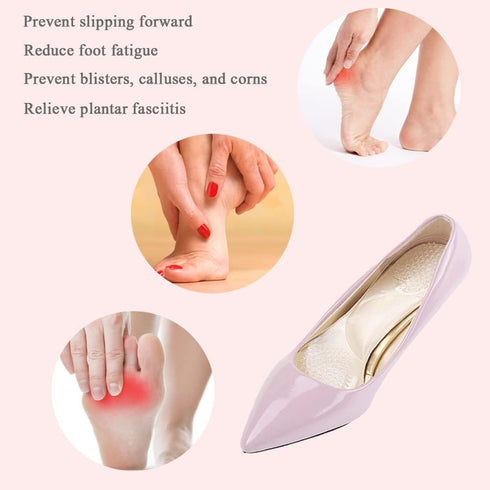High Heel Inserts Women, Adhesive Velvety Cushioning Insoles for High Heels, ¾ Gel Cushion for Pain Relief, 2 Pairs,