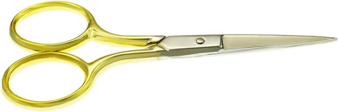 Professional Grooming Scissors - Stainless Steel Fine Straight Curved Tip Scissors for Facial Hair Removal, 3.5”