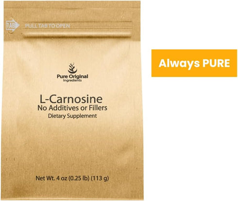 PURE ORIGINAL INGREDIENTS L-Carnosine Powder (4 oz) - Dietary Supplement, Lab-Verified, No Additives