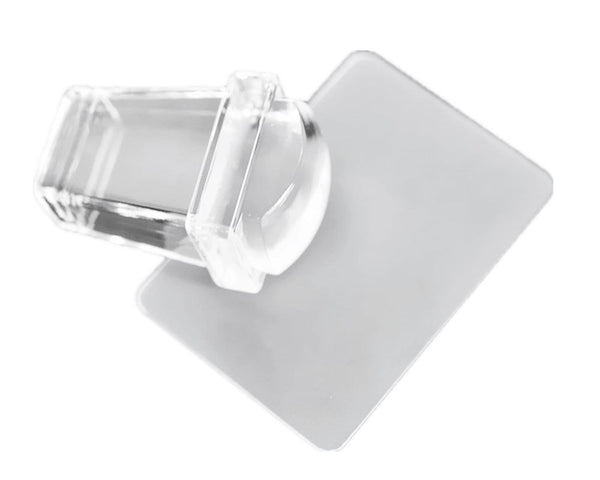 yueton Clear Jelly Soft Silicone Rectangular Nail Art Stamping Stamper with Scraper, DIY Polish Kit